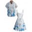 Vacation Couple Outfit Floral Mountain Print Ruched Belt Dress and Shirt Set - Bleu S | US 4