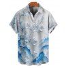 Vacation Couple Outfit Floral Mountain Print Ruched Belt Dress and Shirt Set - Bleu S | US 4