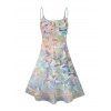 Vacation Couple Outfit Sequined Geometric Print Mini Dress and Shirt Set - multicolor S | US 4