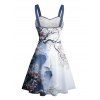 Vacation Couple Outfit Ink Panting Floral Print Ruched Belt Dress and Shirt Set - Bleu profond S | US 4