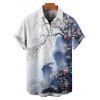 Vacation Couple Outfit Ink Panting Floral Print Ruched Belt Dress and Shirt Set - Bleu profond S | US 4