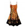 Robe gothique à imprimé citrouille et bretelles spaghetti - Orange XXXXXL | US 20