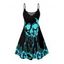 Robe gothique à imprimé tête de mort fondue, mini-robe à bretelles spaghetti pour Halloween - Noir XXXXXL | US 20