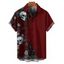 Chemise boutonnée gothique Halloween pour homme, motif roses, crânes et papillons - Rouge foncé 5XL