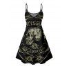 Robe gothique à imprimé tête de mort et rose, mini-robe à bretelles spaghetti pour Halloween - Noir XXXXXL | US 20