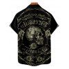 Chemise boutonnée gothique pour homme avec imprimé tête de mort et rose pour Halloween - Noir 5XL