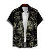Chemise boutonnée gothique pour homme avec imprimé tête de mort et rose pour Halloween - Noir 5XL