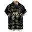 Chemise boutonnée gothique pour homme avec imprimé tête de mort et rose pour Halloween - Noir 5XL