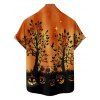 Chemise boutonnée gothique pour homme, imprimé citrouille et nuit d'Halloween - Orange 5XL