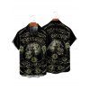 Chemise boutonnée gothique pour homme avec imprimé tête de mort et rose pour Halloween - Noir 5XL
