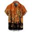 Chemise boutonnée gothique pour homme, imprimé citrouille et nuit d'Halloween - Orange 5XL