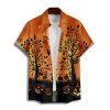 Chemise boutonnée gothique pour homme, imprimé citrouille et nuit d'Halloween - Orange 5XL