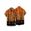 Chemise boutonnée gothique pour homme, imprimé citrouille et nuit d'Halloween - Orange 5XL