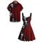 Halloween Gothic Couple Outfit Rose Skulls Butterfly Print Ruched Mini Dress and Shirt Set - Rouge foncé S | US 4