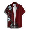 Halloween Gothic Couple Outfit Rose Skulls Butterfly Print Ruched Mini Dress and Shirt Set - Rouge foncé S | US 4