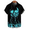 Gothic Couple Outfit Melted Skull Print Spaghetti Strap Mini Dress and Shirt Set - Noir S | US 4