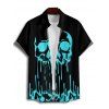 Gothic Couple Outfit Melted Skull Print Spaghetti Strap Mini Dress and Shirt Set - Noir S | US 4
