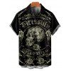 Gothic Couple Outfit Skull Rose Letter Print Spaghetti Strap Mini Dress and Shirt Set - Noir S | US 4