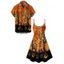 Gothic Couple Outfit Pumpkin Halloween Night Print Mini Dress and Shirt Set - Orange S | US 4