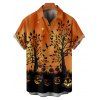 Gothic Couple Outfit Pumpkin Halloween Night Print Mini Dress and Shirt Set - Orange S | US 4
