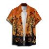 Gothic Couple Outfit Pumpkin Halloween Night Print Mini Dress and Shirt Set - Orange S | US 4