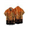 Gothic Couple Outfit Pumpkin Halloween Night Print Mini Dress and Shirt Set - Orange S | US 4