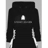 Robe à capuche imprimée fantôme d'Halloween avec cordons de serrage et lacets - Noir XXL | US 14