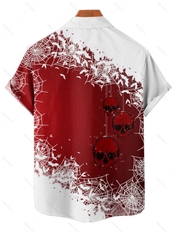 Chemise de Noël pour homme, boutonnée, imprimé flocons de neige et crânes - Blanc M