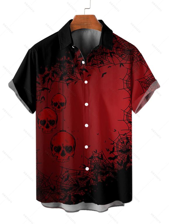 Chemise de Noël pour homme, boutonnée, imprimé flocons de neige et crânes - Noir 5XL
