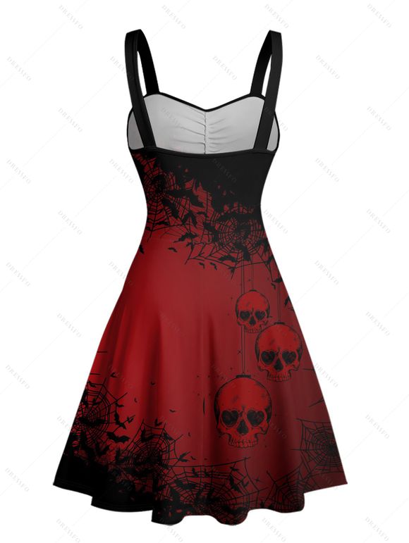 Robe de Noël à imprimé flocons de neige et crânes, mini-robe froncée - Noir XXL | US 14