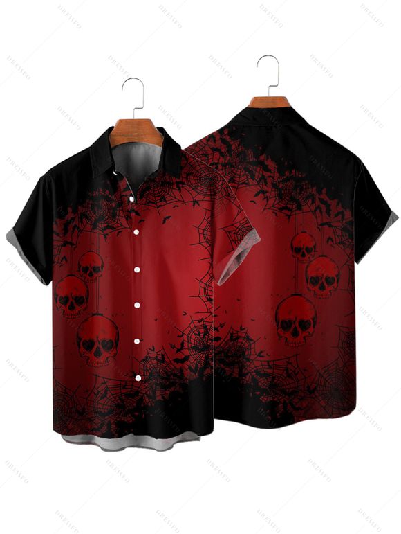 Christmas Couple Outfit Snowflake Skulls Print Ruched Mini Dress and Shirt Set - Noir S | US 4