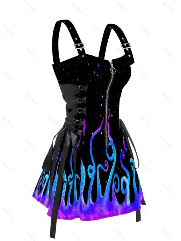 Robe Chemise à Lacets avec Imprimé Pieuvre et Galaxie pour Hommes - Noir S | US 4