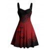 Robe de Noël à imprimé flocons de neige et crânes, mini-robe froncée - Noir XXXXXL | US 20