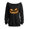 Sweat-shirt gothique pour Halloween, imprimé grimace, col incliné - Noir S | US 4