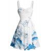 Robe de vacances à imprimé floral et montagne avec ceinture froncée - Bleu S | US 4