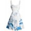 Robe de vacances à imprimé floral et montagne avec ceinture froncée - Bleu L | US 8-10