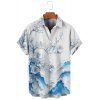 Chemise de vacances pour homme, boutonnée, imprimé floral et montagne - Bleu XXXXXL | US 20