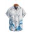 Chemise de vacances pour homme, boutonnée, imprimé floral et montagne - Bleu XXXXXL | US 20