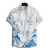 Chemise de vacances pour homme, boutonnée, imprimé floral et montagne - Bleu XXXXXL | US 20