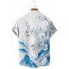 Chemise de vacances pour homme, boutonnée, imprimé floral et montagne - Bleu XXXXXL | US 20