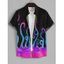 Chemise Décontractée Boutonnée Pieuvre et Galaxie Imprimés à Manches Courtes - Noir 4XL