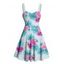 Robe de vacances pour la plage, mini-robe à imprimé feuilles et fleurs, buste froncé - Bleu clair XXXXXL | US 20