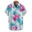 Chemise de vacances pour homme, imprimé feuilles et fleurs, boutonnée, pour la plage - Bleu clair 5XL