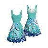 Robe de vacances courte à imprimé fleurs de prunier ombré et ceinture froncée - Vert XXXXXL | US 20