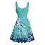 Robe de vacances courte à imprimé fleurs de prunier ombré et ceinture froncée - Vert XXXXXL | US 20
