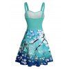 Robe de vacances courte à imprimé fleurs de prunier ombré et ceinture froncée - Vert XXXXXL | US 20