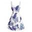 Robe de vacances pour la plage, imprimé feuilles de plantes tropicales, robe à ceinture froncée - Bleu XXXXXL | US 20