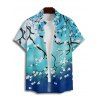 Chemise de vacances pour homme, boutonnée, imprimé fleurs de prunier ombré - Vert 5XL