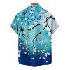 Chemise de vacances pour homme, boutonnée, imprimé fleurs de prunier ombré - Vert 5XL