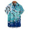 Chemise de vacances pour homme, boutonnée, imprimé fleurs de prunier ombré - Vert 5XL